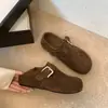 Zapatos mocasín de moda con aumento interno de altura, suela suave, cobertura total, mules de suela gruesa para mujer, con hebilla de cinturón, nuevos zapatos individuales versátiles 2026