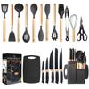 Conjunto de Espátulas e Colheres de Silicone 19 Peças Espátula de Silicone Antiaderente Silicone de Qualidade Alimentar Utensílios de Cozinha Domésticos Conjunto de Facas Atacado
