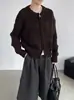 Cardigan Essencial para o Dia a Dia Taoguan Tricô Retrô com Zíper Duplo 26 Feminino Outono Inverno Tricô Versátil OU152
