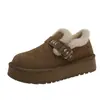Sapatos Birkenstock Fofos de Solado Grosso Feminino Novos de Inverno Aquecidos Espessados Botas de Neve Completamente Fechadas Sapatos de Algodão com Pelo Birkenstock