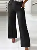 Venta directa de fábrica pantalones rectos bootcut de cintura media para mujer, pantalones de trabajo versátiles y fluidos, artículo popular en stock