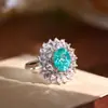 Yuntong Joias Atacado Moda Retrô Europeia e Americana Anel de Diamante com Gema Colorida Paraíba Cultivada em Formato de Ovo para Meninas