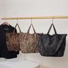 Bolso Popular de Comercio Exterior para Mujer Bolso Tote con Estampado de Leopardo Otoño e Invierno para Viaje al Trabajo Bandolera de Gran Capacidad de Ante Bolso de Hombro de Mano