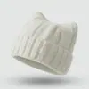 Bonito Gorro de Punto con Orejas para Mujer, Estilo Coreano de Otoño e Invierno, Versátil, Cálido, Protector de Orejas, Adelgazante para la Cara, Gorro de Lana de Punto para el Frío