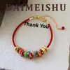 Nuevo Pulsera de Hilo Rojo con Moneda de Cobre Esmaltada Colorida Versátil Exquisita y de Moda Estilo Chino con un Toque de Lujo Ligero y de Gama Alta para Mujeres