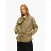 Trench Corto Elegante de Doble Botonadura con Cuello Negro que Ceñe la Cintura Age of Ascen para Mujer, Otoño 2026
