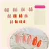 Uñas Francesas de Presión Color Naranja con Sencillo Diseño de Hoja, Arte de Uñas Fresco, Colección de Puntas para Uñas, Uñas Postizas Estilo Francés, Venta al por Mayor Transfronteriza, 24 Piezas