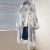 Ropa de Mujer Transfronteriza, Comercio Exterior Europeo y Americano, Camisas de Manga Larga para Mujer con Estampado de Moda de Venta Caliente Primavera y Verano, Camisas Casuales con Mangas Enrolladas