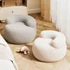 Banqueta Pequena Doméstica, Banqueta Redonda para Sala de Estar, Sofá com Encosto de Lã de Cordeiro, Banqueta de Sofá Estilo Creme, Banqueta para Trocar Sapatos, Banco Baixo de Abóbora