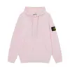 Moletom com Capuz Unissex Cross-Border Ston Stone Outono e Inverno Cor Sólida Manga Ilha Estilo Patch de Logotipo Jaqueta Moletom com Zíper Tendência