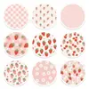 Hk105-T Adesivos Redondos Decorativos de Frutas Morango, Adesivos Selantes Autoadesivos para Envelopes de Cartões de Cumprimentos, Adesivos de Decoração de Flores
