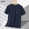Camiseta de Algodón de Manga Corta con Cuello Redondo Holgada Estilo Papá para Hombres de Mediana Edad Verano Manga Media Bolsillo Verano Top para Mediana Edad y Personas Mayores