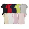 Ap26097-26 T-shirt Básica Lisa de Manga Curta com Gola Redonda, Corte Slim, Estilo Coreano de Verão, em Tencel