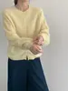 Textura SuaveOferta Especial Fuera de Temporada: Cárdigan de punto grueso de lana y cachemira con cuello redondo y borde enrollado para mujer, Top Otoño/Invierno 2026