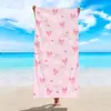 Toalha de Praia com Laço Rosa, Toalha de Banho Absorvente de Microfibra de Secagem Rápida, Toalha para Dropshipping Cross-Border Temu Shein Personalização