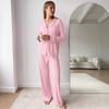 Conjunto de Pijama Longo de Manga Longa, Calça Longa, Solto e Confortável, Novo Estilo Transfronteiriço Europeu e Americano, Modal, Atacado Outono, Roupa de Casa