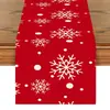 Camino de Mesa Navideño Nuevo Transfronterizo Lino Creativo Estampado Muñeco de Nieve y Santa Mantel de Mesa Atmósfera Decoraciones de Mesa Navideñas