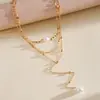Conjunto de Três Peças de Colares de Pérola Estilo Metal Europeu e Americano Transfronteiriço, Corrente de Clavícula Simples e Moderna para o Dia a Dia, Acessório de Pescoço Personalizado de Alta Qualidade