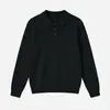 Ropa para Hombre APO Suéter polo texturizado transfronterizo para hombre estilo old money, corte holgado, con cuello, top de punto de manga larga