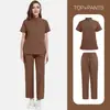 Traje Gola Alta Feminino Zíper Salão de Beleza Roupa de Trabalho Uniforme Lavagem à Mão Roupas de Verão Manga Curta Roupas Cirúrgicas
