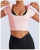 Processamento Transfronteiriço Levemente Personalizado, Serviço OEM com Designs e Amostras Fornecidas, Top Esportivo de Fitness Yoga com Decote em U Profundo, Camiseta Versátil de Secagem Rápida