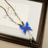Collar Largo de Cuerda Trenzada con Cuentas de Cerámica Bohemia Coloridas y Estrella de Mar para Mujer, Estilo Étnico Retro