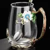Tazas de Té Esmaltadas, Tazas de Café de Alta Calidad para Oficina, Tazas de Té para Mujer, Vasos de Vidrio de Lujo de Gama Alta, Venta al por Mayor de Fabricante