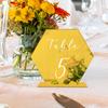 BT306 tarjeta de mesa acrílica hexagonal en blanco transfronteriza número de mesa de boda tarjeta de mesa DIY tarjeta de asiento personalizada