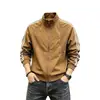 Jaqueta Patchwork Listrada Azul Marinho de Outono Estilo Americano, uma peça de outerwear elegante e sofisticada, jaqueta corta-vento curta de corte justo
