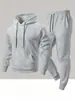 Conjunto de sudadera con capucha de color liso para hombre transfronterizo, sudadera con capucha holgada lisa y pantalón jogger conjunto de dos piezas
