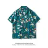 Cuello de solapa 2026 Estilo nuevo Camisa floral para hombre Estilo coreano Holgada Moda Estampada Estilo playero Casual Camisa de manga corta Exportación