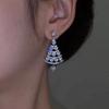 Aretes de Árbol de Navidad Diseño de Circonita Copo de Nieve Giratorio Navidad Aretes Corredores Otoño e Invierno Aguja de Plata S925