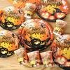 Nuevo Traje de Vajilla para Fiesta de Halloween Fiesta de Vacaciones de Halloween Plato de Papel Decorativo de Calabaza Vaso de Papel de Seda