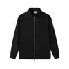Jaqueta Cardigan Zíper Gola Alta Cor Lisa Terry Pesado 420g Grande para Homens e Mulheres Casais Marca Tendência Simples Versátil Moletom Outono