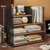 Prateleira de armazenamento de mesa, estante pequena vertical de várias camadas para mesa, armário de armazenamento de arquivos para estação de trabalho de escritório, estante de livros para casa