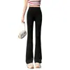 Pantalones de tiburón acampanados para mujer, primavera y otoño, nuevos de cintura alta, levanta glúteos, adelgazantes, pantalones de yoga acampanados negros