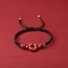 Pulsera Cinabrio Hebilla Ping An Tejida a Mano Cuerda Roja Cuerda Negra Ajustable Benmingnian Antigua Cuerda de Mano Joyería Venta al Mayoreo en Vivo