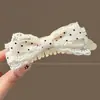 Pinza de Plátano de Encaje con Lunares y Lazo para Mujer 2026 Nuevo Estilo Pinza de Tiburón de Encaje para Cola de Caballo Alta Pinza para el Cabello Accesorio para el Cabello