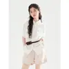 Camisa Fina com Cordão na Cintura Estilo Old Money para Meninas Zhou Daliu 2026 Verão Nova Blusa Solta Versátil Infantil