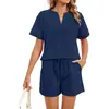 Comercio exterior transfronterizo verano modal cuello redondo manga corta pantalones cortos ropa de casa para mujer, conjunto sexy de moda europeo y americano suelto de dos piezas