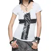Camiseta de manga curta Y2k com estampa de cruz e letras transfronteiriça para mulheres, estilo punk escuro, camiseta básica justa, atacado de roupas femininas
