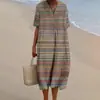 Vestido Camisa Nuevo para Mujer Tallas Grandes 2025 con Bolsillos y Mangas Cortas, Estampado Creativo de Peces, Estilo Vacacional