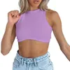 Nuevo Chaleco de Punto Acanalado sin Mangas de Cuello Redondo Sexy para Mujer Europeo y Americano Top Corto de Amazon
