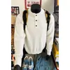 Suéter tipo Henley estilo Old Money, unisex, corte holgado, moderno, tejido de punto grueso, marca de moda, sensación de alta gama, prenda exterior juvenil