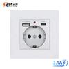 Tipo 86 Estándar Europeo Exportación Estándar Europeo 16A Enchufe Alemán con Carga Rápida USB Tipo-C 15W Interfaz Enchufe de Carga 3A