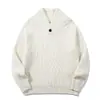 Suéter retro de rayas verticales estilo japonés Rumeng de moda para hombre, otoño, peso pesado, cuello Henley, holgado, ropa de trabajo, tejido casual