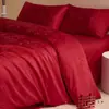 Juego de Ropa de Cama de Cuatro Piezas de Algodón de Fibra Larga 100S para Boda, Cama de Boda de Nuevo Estilo Chino, Ropa de Cama de Algodón Roja para Boda