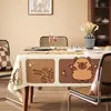 Toalha de Mesa Desenho Animado, Sem Lavagem, Impermeável, À Prova de Óleo, Resistente ao Calor, Estilo Dopamina Creme, Toalha de Mesa Retangular, Protetor de Mesa, Chá