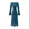 L26144-25 Nuevo Estilo de Verano Estilo Europeo y Americano Fresco de Verano Vacaciones en la Playa Casual Vestido con Estampado Azul Marino