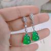 Preço de fábrica atacado gelo verde calcedônia brincos banhados a prata incrustados cabaça moda feminina jade verde brincos produtos vivos